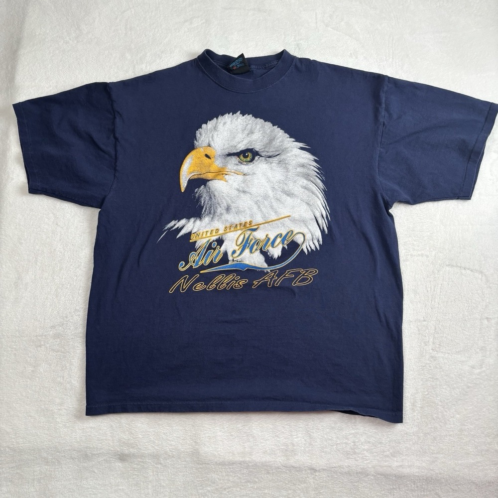 VTG Soffe's Choice United States Air Force Nellis AFB Eagle Blue SS Shirt Men XL